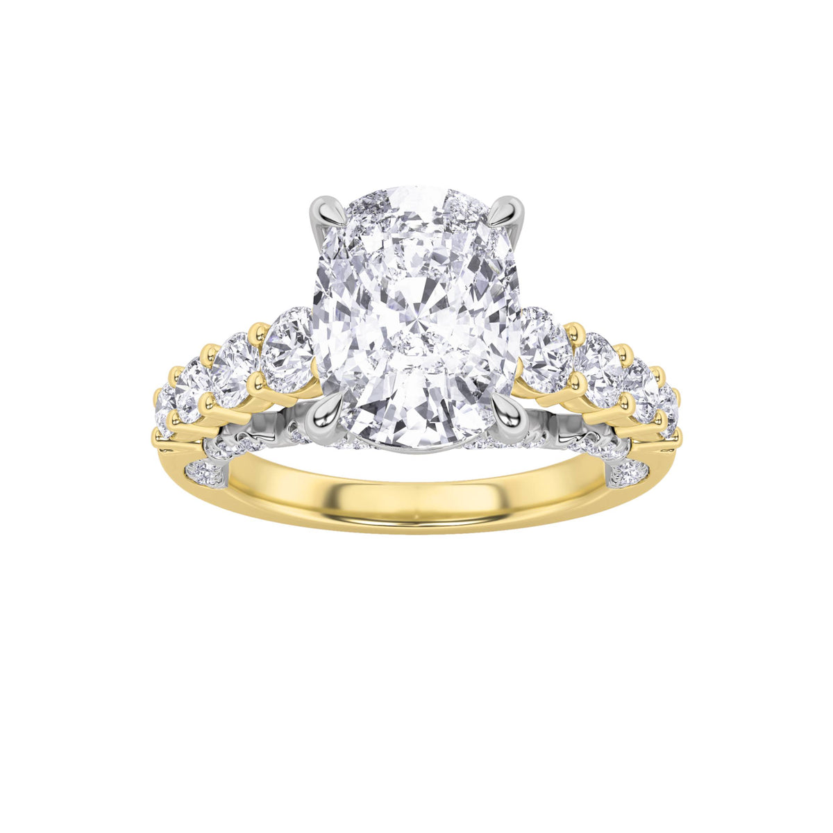 4Cttw Elongated Cushion Shaped Lab Grown Diamond (F/VS)  Ring in 14K Gold