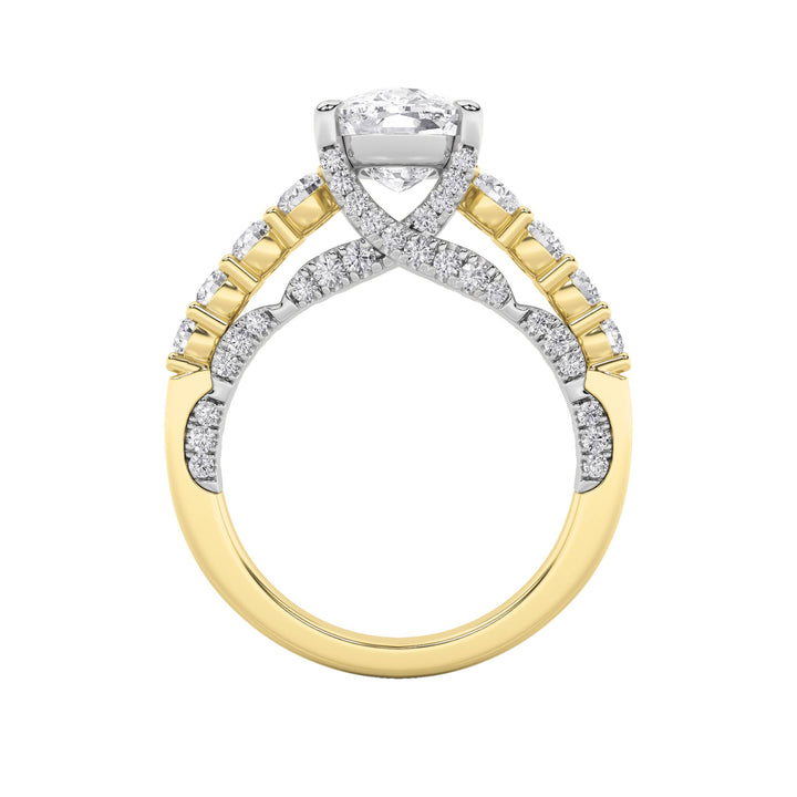 4Cttw Elongated Cushion Shaped Lab Grown Diamond (F/VS)  Ring in 14K Gold