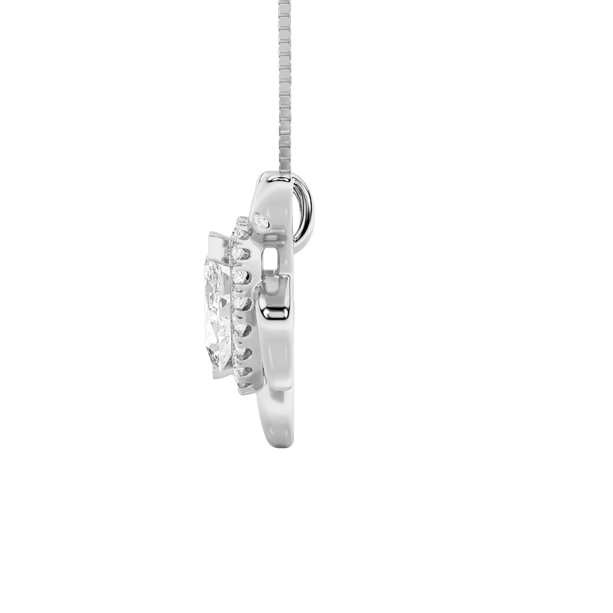 2Cttw Marquise Shaped Lab Grown Diamond (F/VS) Accented Turtle Pendant in 14K Gold