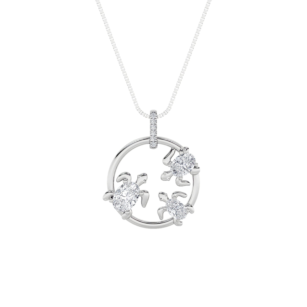 2Cttw Oval Shaped Lab Grown Diamond (F/VS) Baby Turtle Pendant in 14K Gold