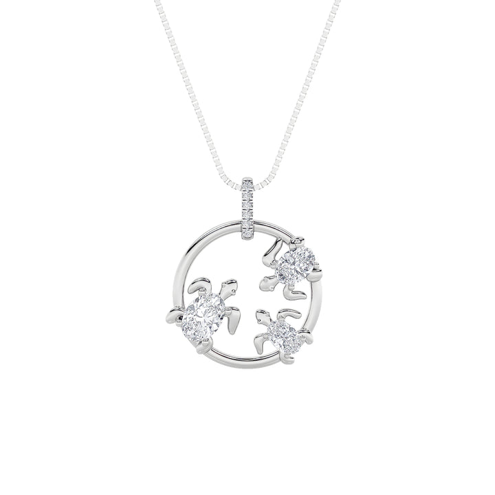 2Cttw Oval Shaped Lab Grown Diamond (F/VS) Baby Turtle Pendant in 14K Gold