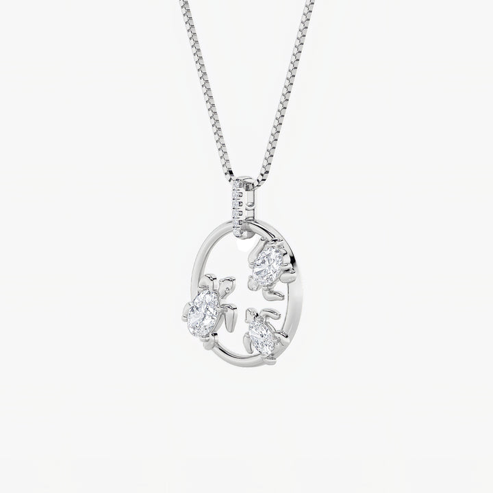2Cttw Oval Shaped Lab Grown Diamond (F/VS) Baby Turtle Pendant in 14K Gold