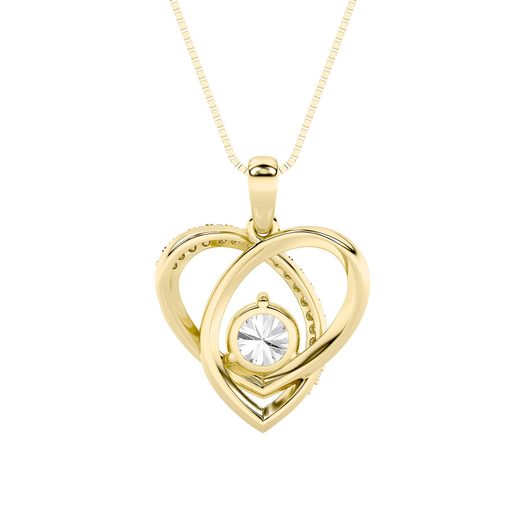 1.5Cttw Round Shaped Lab Grown Diamond (F/VS) Heart Shaped Pendant in 14K Gold