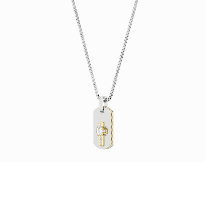 1Cttw Emerald Shaped Lab Grown Diamond (F/VS) DogTag Pendant in 14K Gold