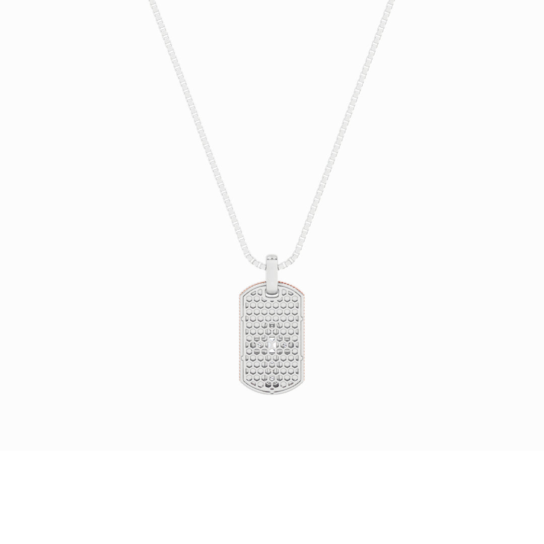 1Cttw Emerald Shaped Lab Grown Diamond (F/VS) DogTag Pendant in 14K Gold