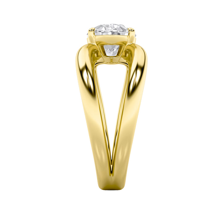 2Cttw Oval Shaped Lab Grown Diamond (F/VS) East West Solitaire Ring in 14K Gold