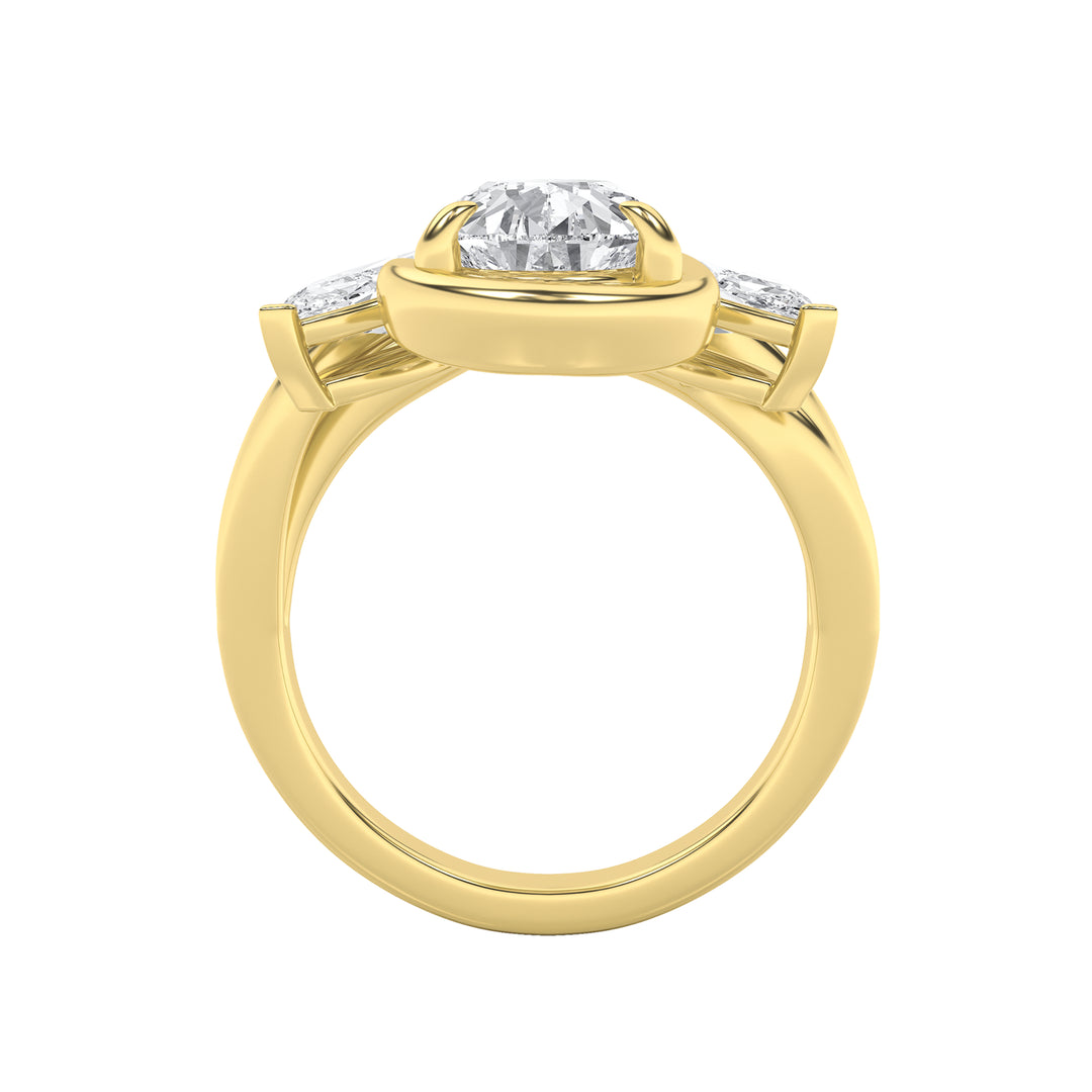 3Cttw Pear Shaped Lab Grown Diamond (F/VS) Knot Ring in 14K Gold