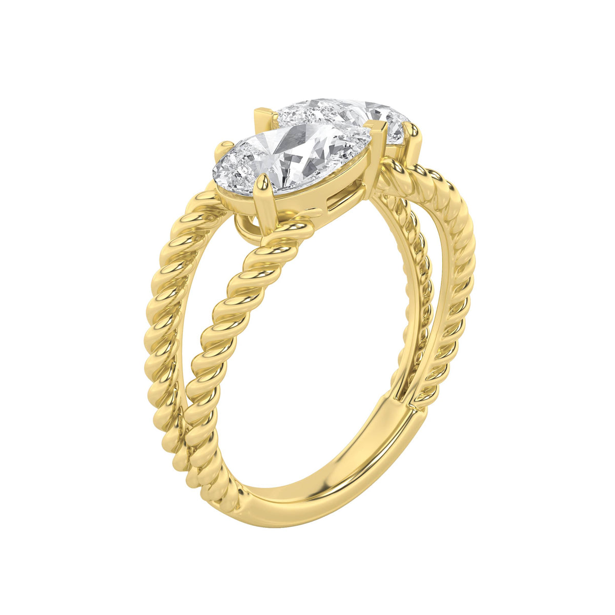 2Cttw Pear Shaped Lab Grown Diamond (F/VS) Toi etMoi Fashiion Ring in 14K Gold