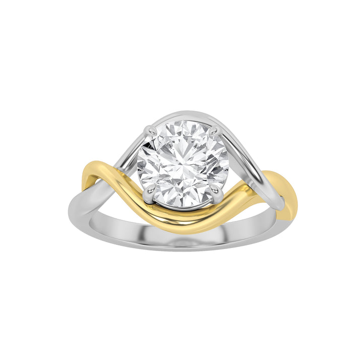 1.5Cttw Round Shaped Lab Grown Diamond (F/VS) TwoTone Know Solitaire Engagement Ring in 14K Gold