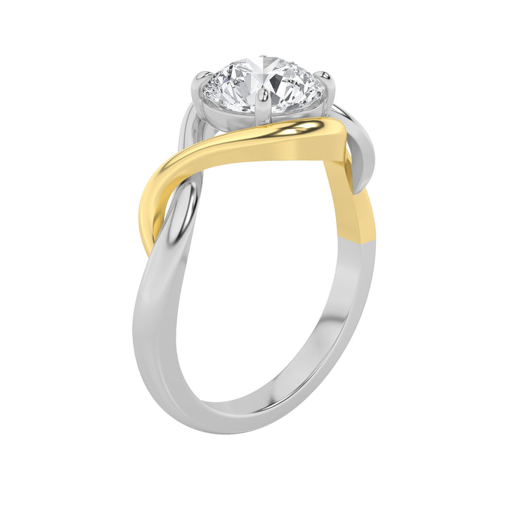 1.5Cttw Round Shaped Lab Grown Diamond (F/VS) TwoTone Know Solitaire Engagement Ring in 14K Gold