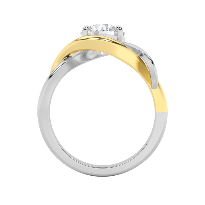 1.5Cttw Round Shaped Lab Grown Diamond (F/VS) TwoTone Know Solitaire Engagement Ring in 14K Gold