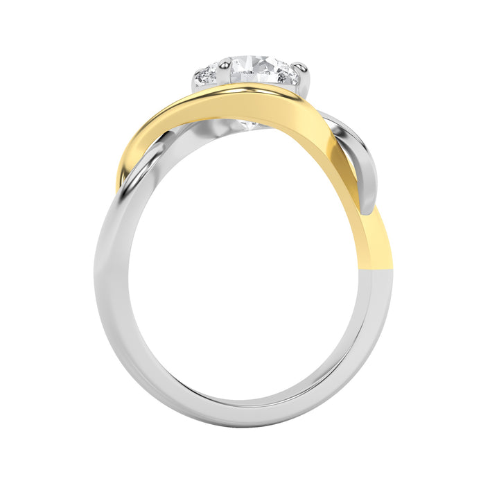 1.5Cttw Round Shaped Lab Grown Diamond (F/VS) TwoTone Know Solitaire Engagement Ring in 14K Gold