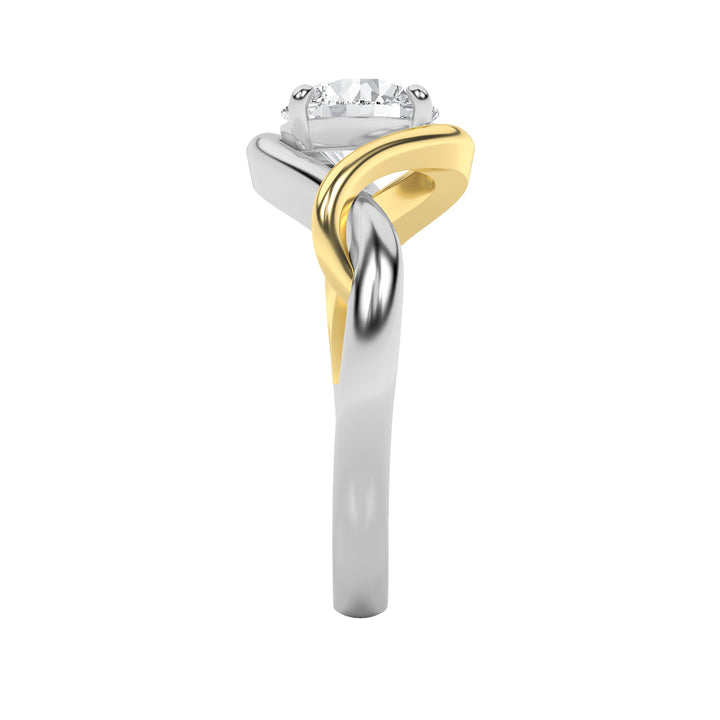 1.5Cttw Round Shaped Lab Grown Diamond (F/VS) TwoTone Know Solitaire Engagement Ring in 14K Gold