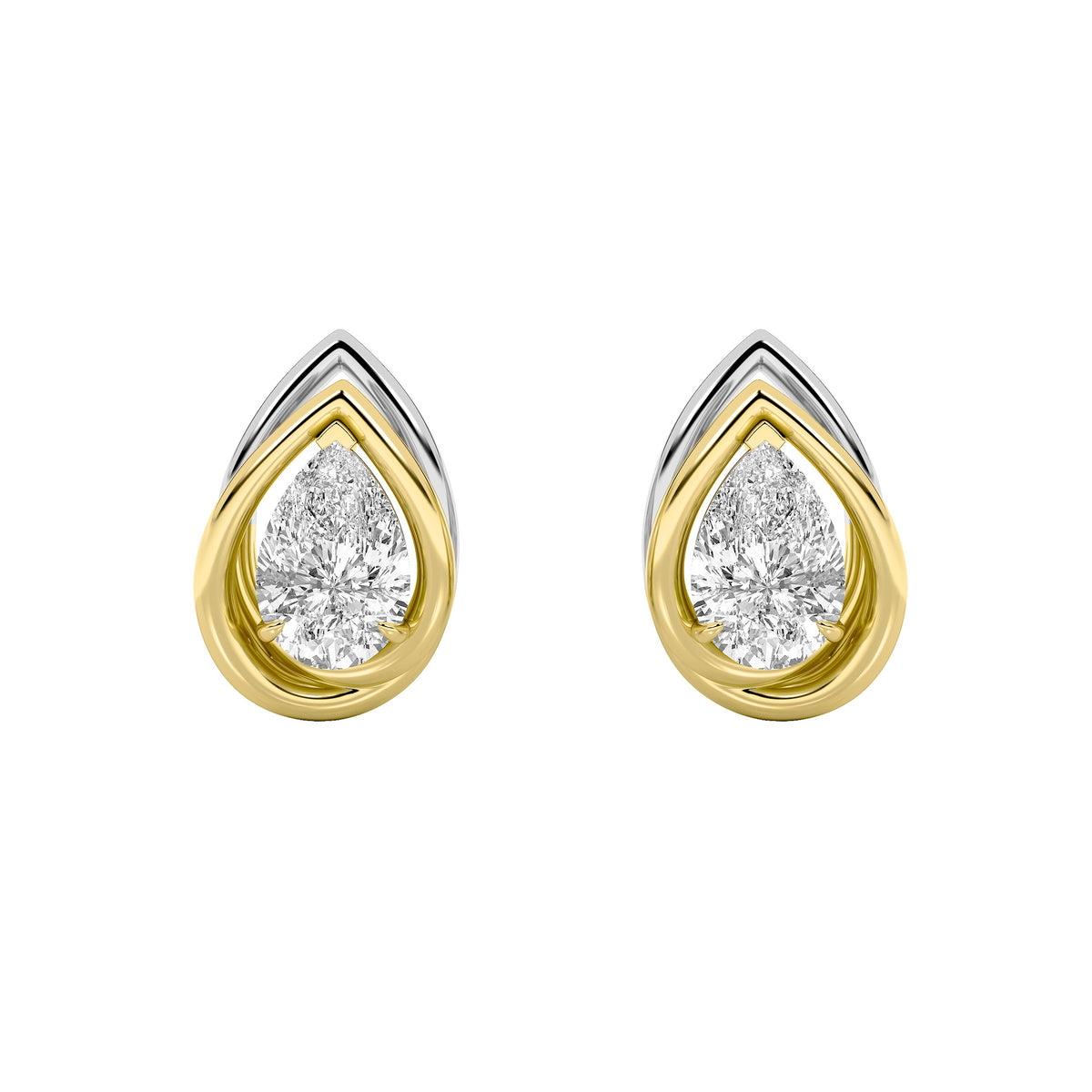 3CTW Pear Shaped Lab Grown Diamond (G/VS) Knot Earrings in 14K Gold
