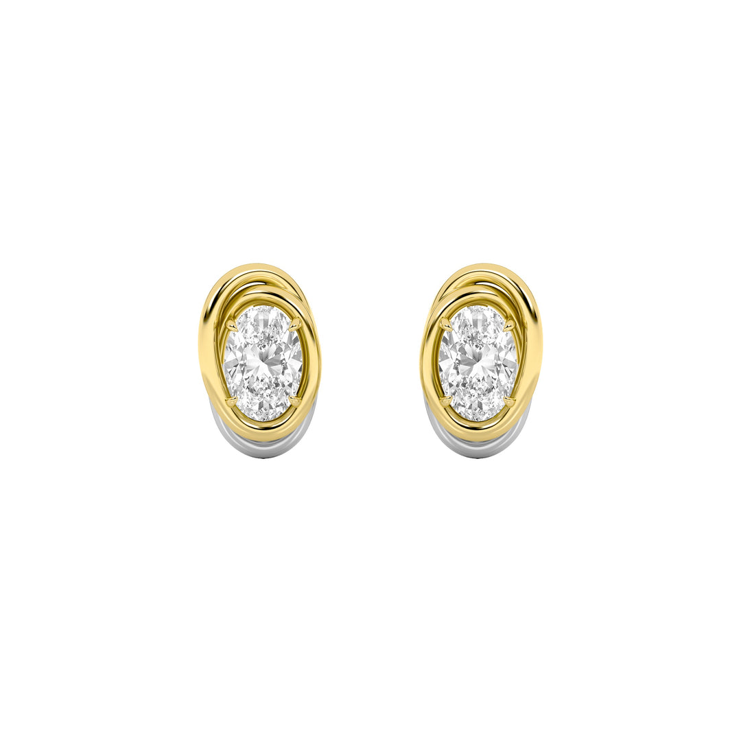 2CTW Oval Shaped Lab Grown Diamond (F/VVS) Knot Earrings in 14K Gold