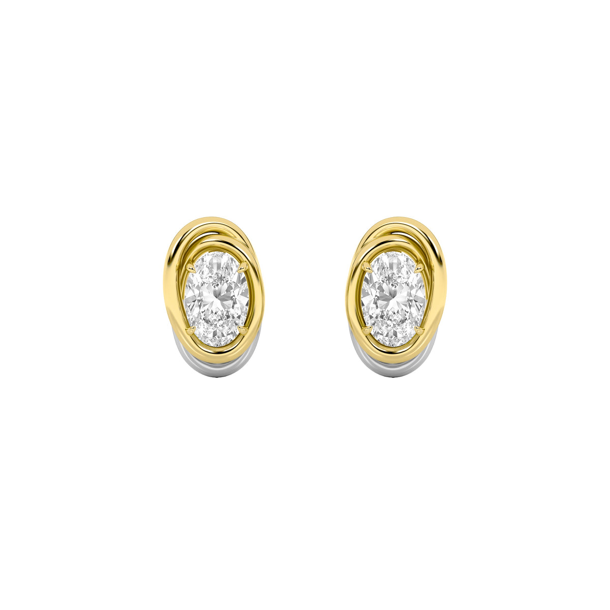 2CTW Oval Shaped Lab Grown Diamond (F/VVS) Knot Earrings in 14K Gold