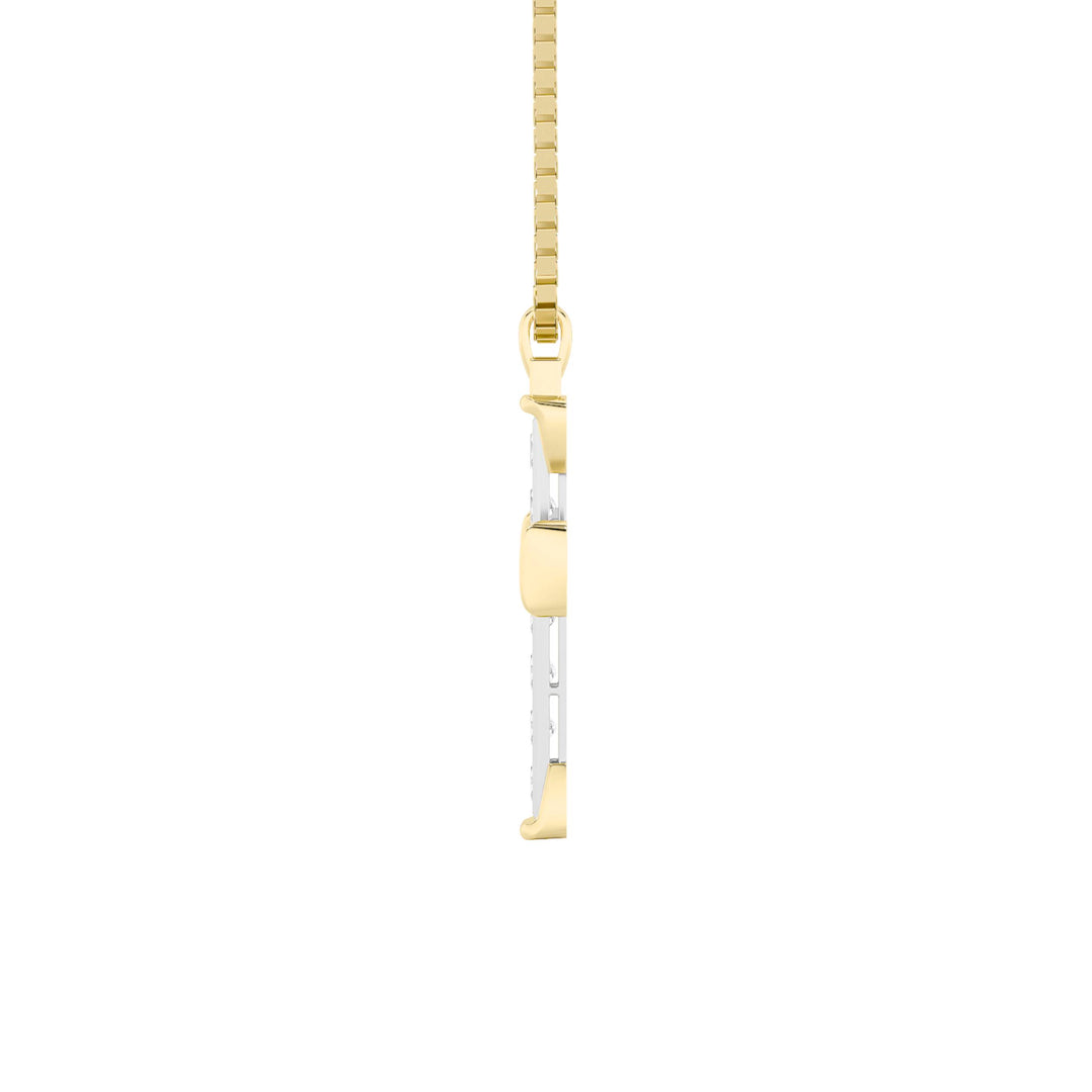 3Cttw Round Shaped Lab Grown Diamond (F/VS) CrossPendant in 14K Gold