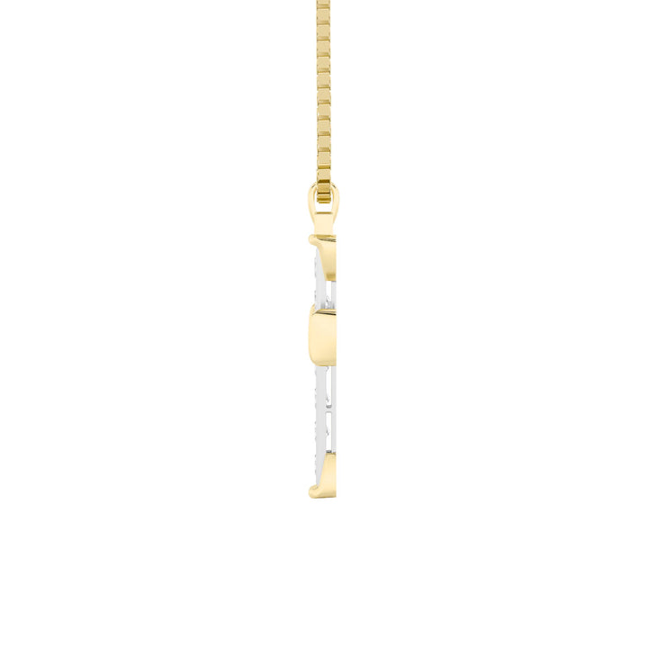 3Cttw Round Shaped Lab Grown Diamond (F/VS) CrossPendant in 14K Gold
