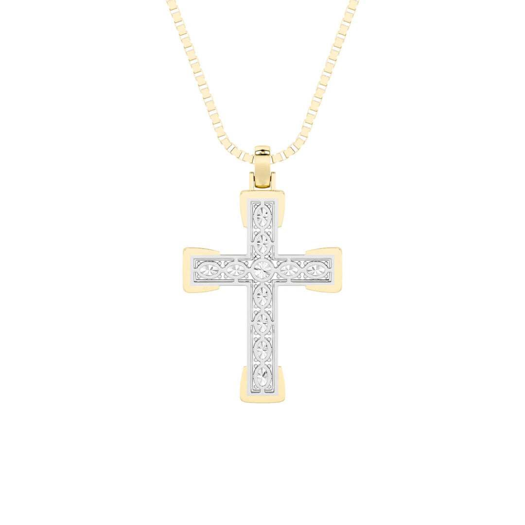 3Cttw Round Shaped Lab Grown Diamond (F/VS) CrossPendant in 14K Gold