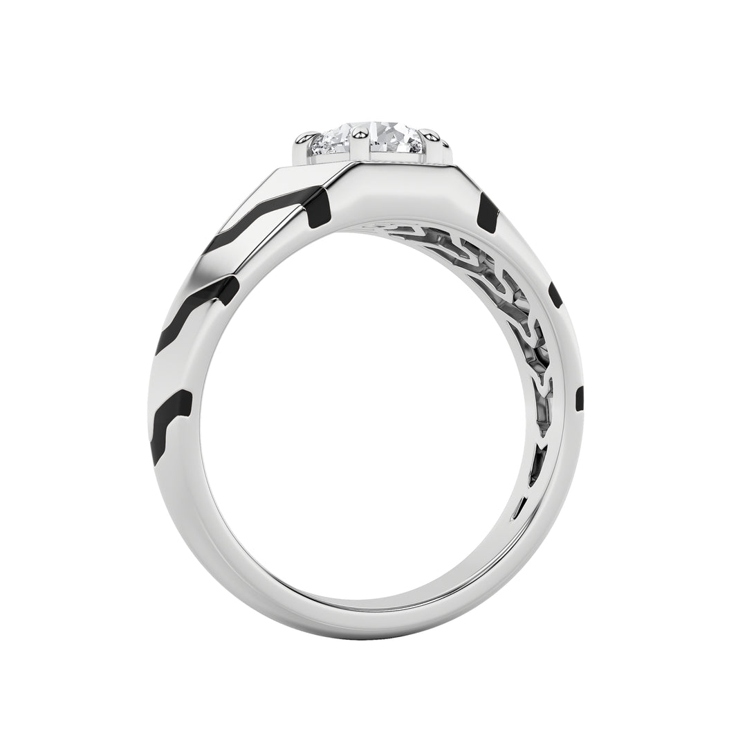 1.5Cttw Round Shaped Lab Grown Diamond (F/VS) Mens Ring in 14K White Gold