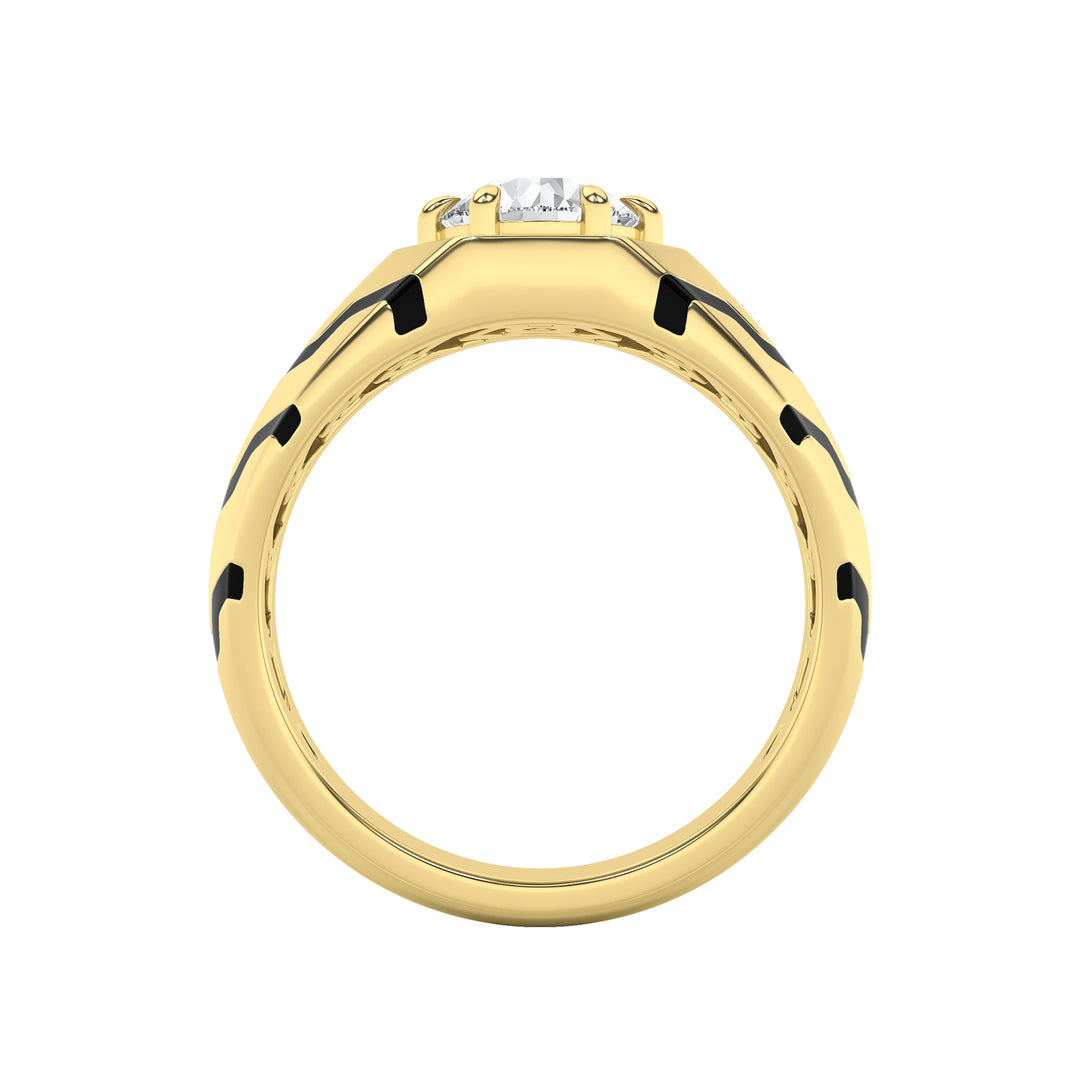 1.5Cttw Round Shaped Lab Grown Diamond (F/VS) Mens Ring in 14K Gold