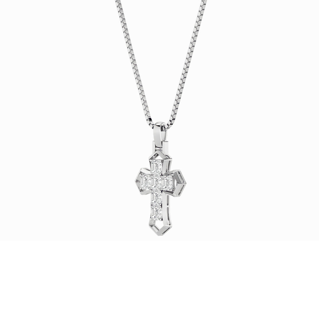 6Cttw Asscher Shaped Lab Grown Diamond (F/VS) Cross Pendant in 14K Gold