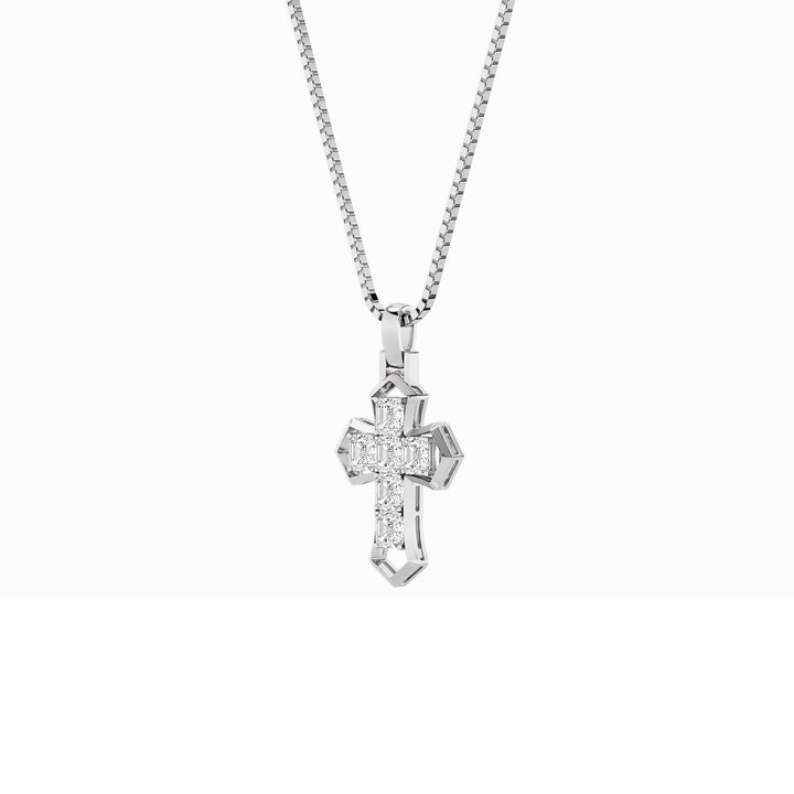 6Cttw Asscher Shaped Lab Grown Diamond (F/VS) Cross Pendant in 14K Gold
