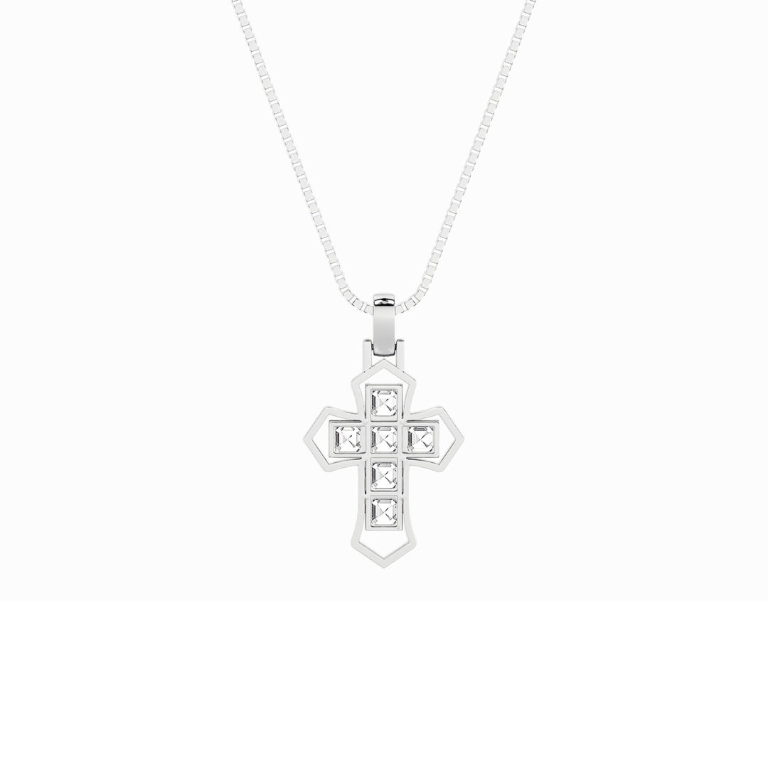 6Cttw Asscher Shaped Lab Grown Diamond (F/VS) Cross Pendant in 14K Gold