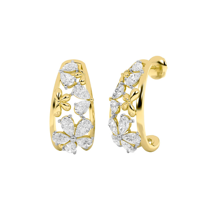 4.5Cttw Pear Shaped Lab Grown Diamond (F/VS) Fancy Flower Earrings in 14K Gold