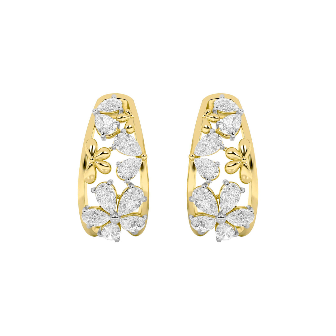 4.5Cttw Pear Shaped Lab Grown Diamond (F/VS) Fancy Flower Earrings in 14K Gold
