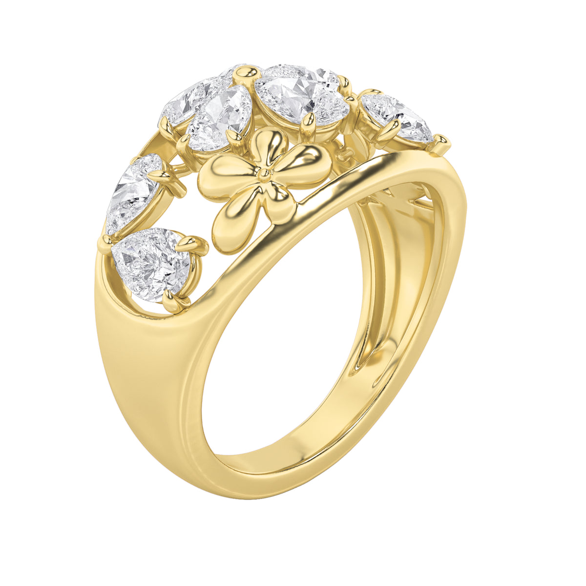 2.5Cttw Pear Shaped Lab Grown Diamond (G/VS) Fashion Ring in 14K Gold