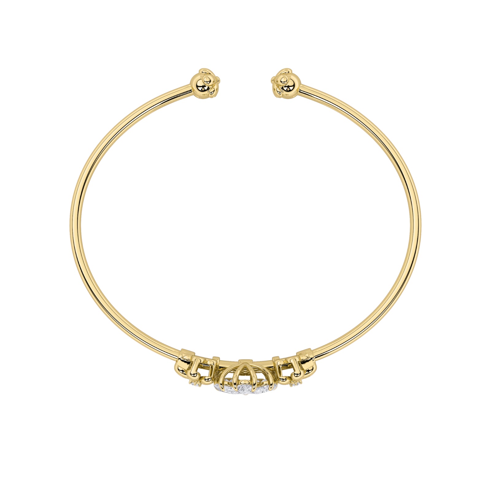 1.5CTW Pear Shaped Lab Grown Diamond (F/VS) Fancy Flower Bangle Bracelet in 14K Gold