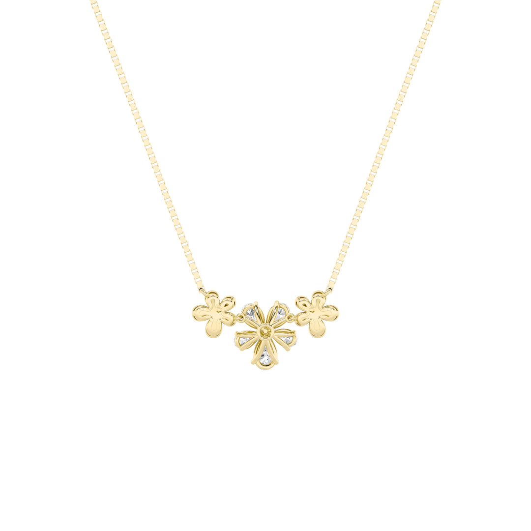 2Cttw Pear Shaped Lab Grown Diamond (F/VS) Fancy Flower Necklace in 14K Gold