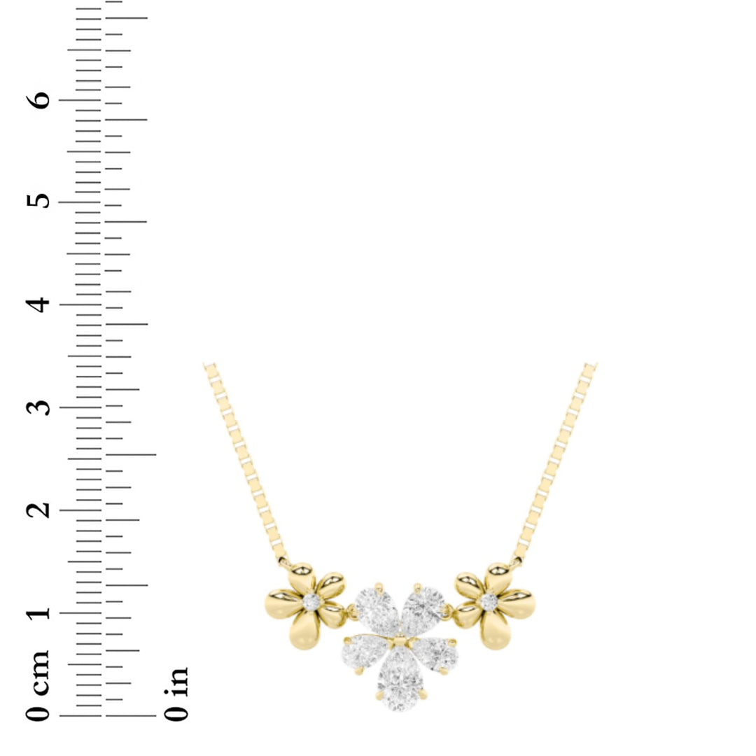 2Cttw Pear Shaped Lab Grown Diamond (F/VS) Fancy Flower Necklace in 14K Gold