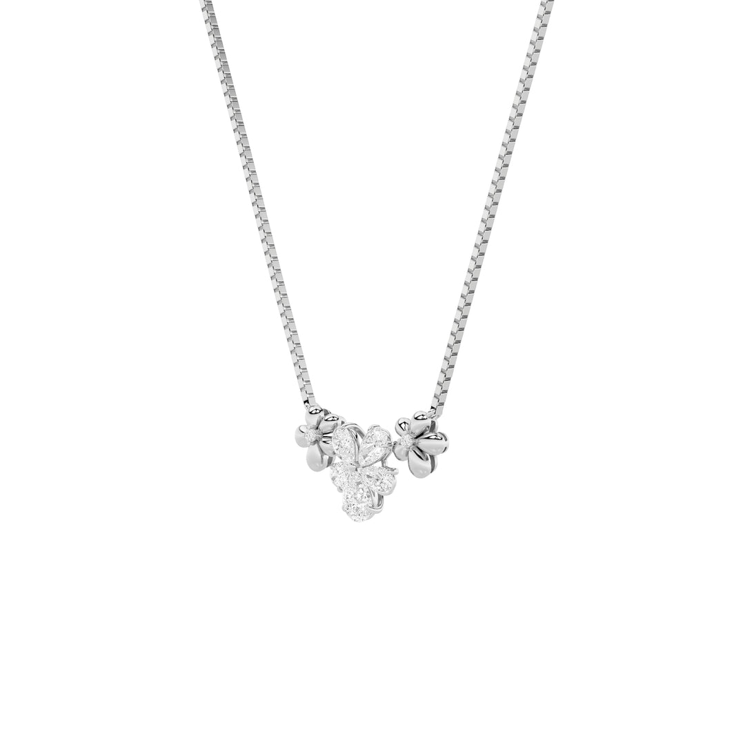 2Cttw Pear Shaped Lab Grown Diamond (F/VS) Fancy Flower Necklace in 14K Gold