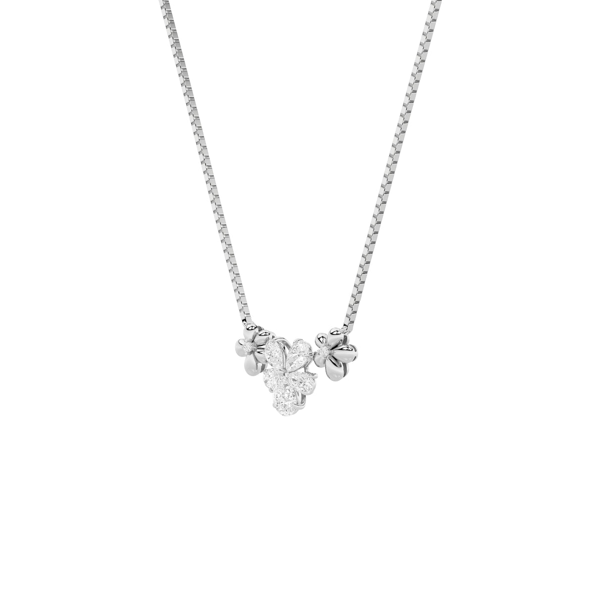 2Cttw Pear Shaped Lab Grown Diamond (F/VS) Fancy Flower Necklace in 14K Gold