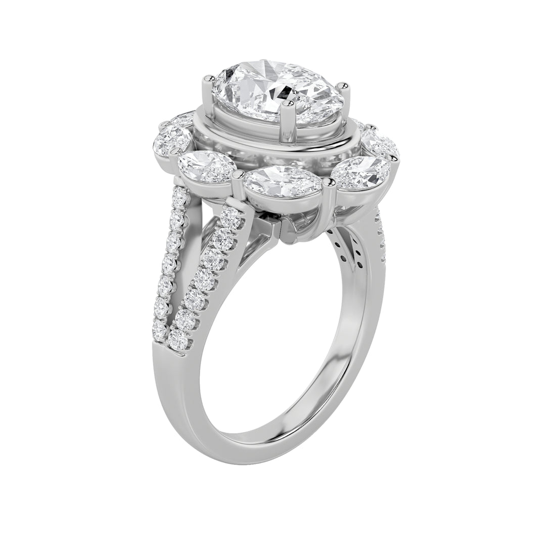 3.75Cttw Oval Shaped Lab Grown Diamond (G/VS)  Ring in 14K Gold