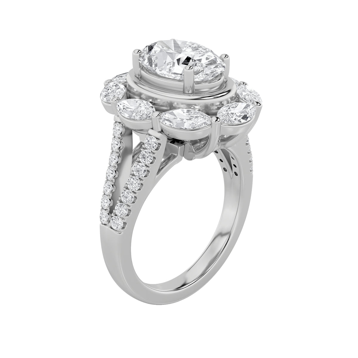 3.75Cttw Oval Shaped Lab Grown Diamond (G/VS)  Ring in 14K Gold