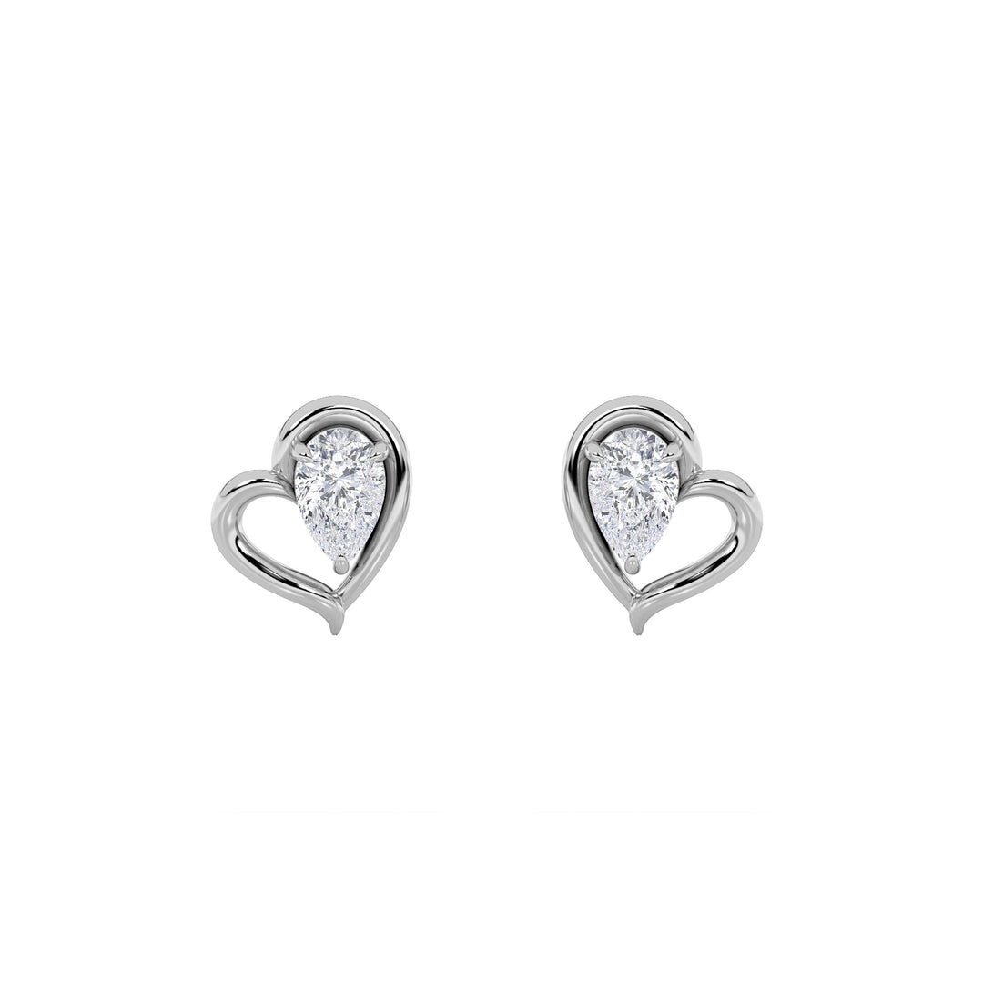 0.5Cttw Pear Shaped Lab Grown Diamond (F/VS) Heart Shaped Earrings in 14K Gold