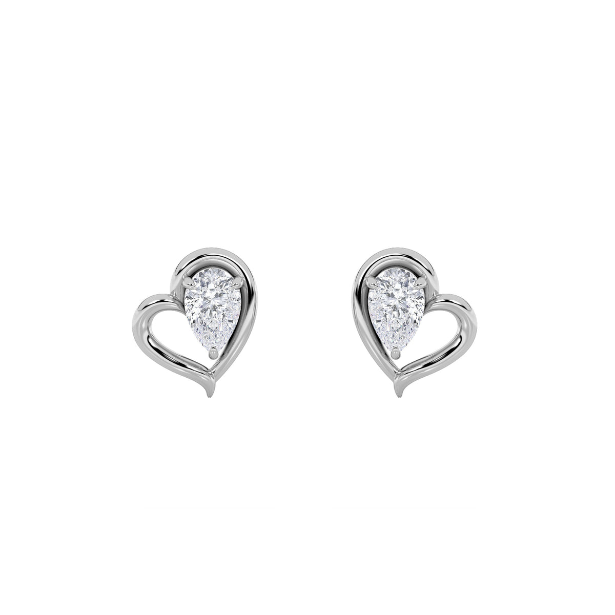 0.5Cttw Pear Shaped Lab Grown Diamond (F/VS) Heart Shaped Earrings in 14K Gold