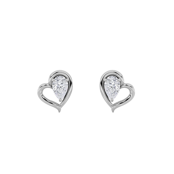 0.5Cttw Pear Shaped Lab Grown Diamond (F/VS) Heart Shaped Earrings in 14K Gold