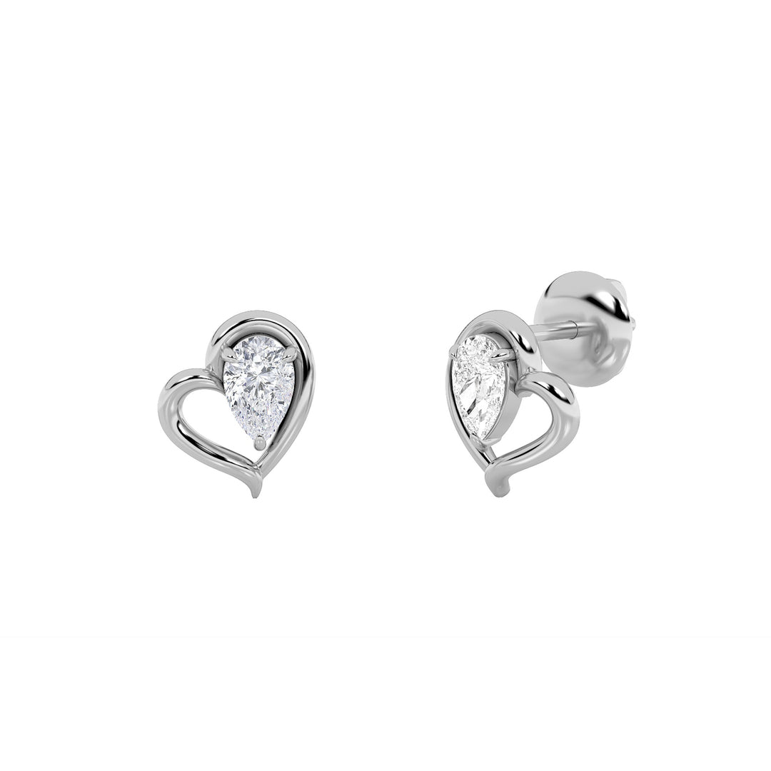 0.5Cttw Pear Shaped Lab Grown Diamond (F/VS) Heart Shaped Earrings in 14K Gold