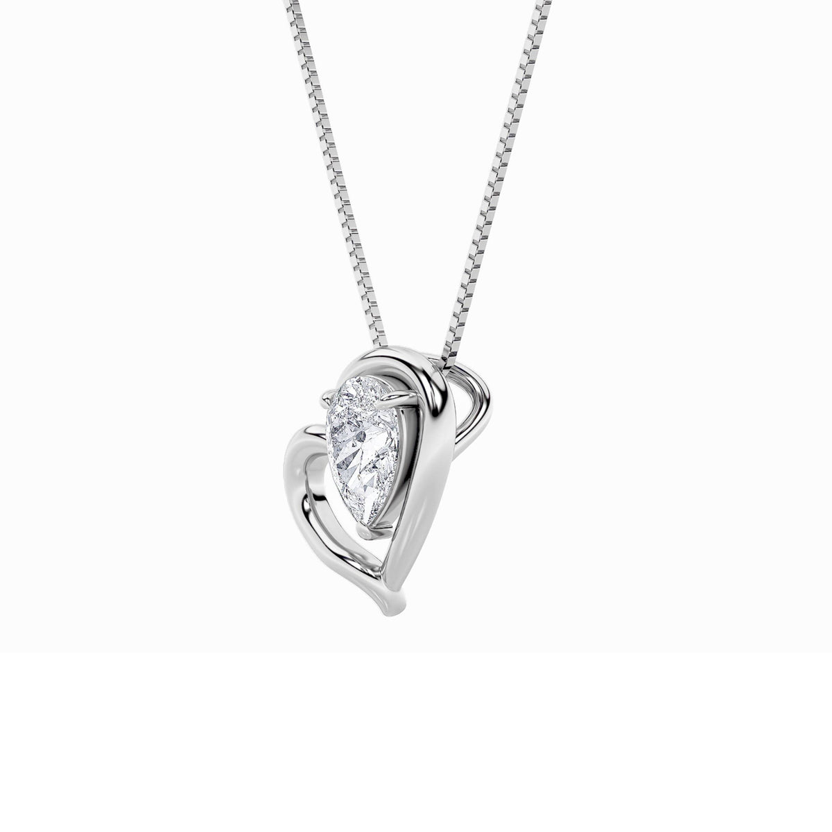 0.5Cttw Pear Shaped Lab Grown Diamond (F/VS) Heart Pendant in 14K  White Gold
