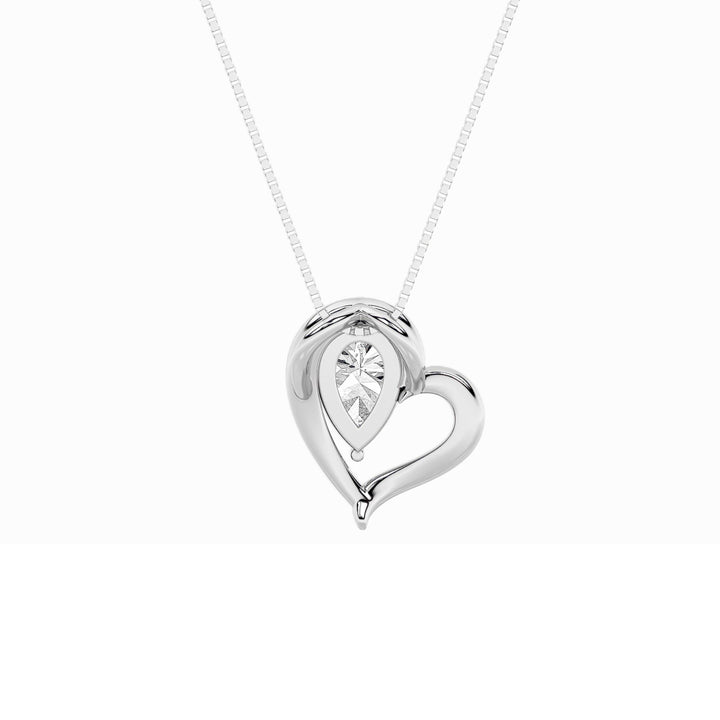 0.5Cttw Pear Shaped Lab Grown Diamond (F/VS) Heart Pendant in 14K  White Gold
