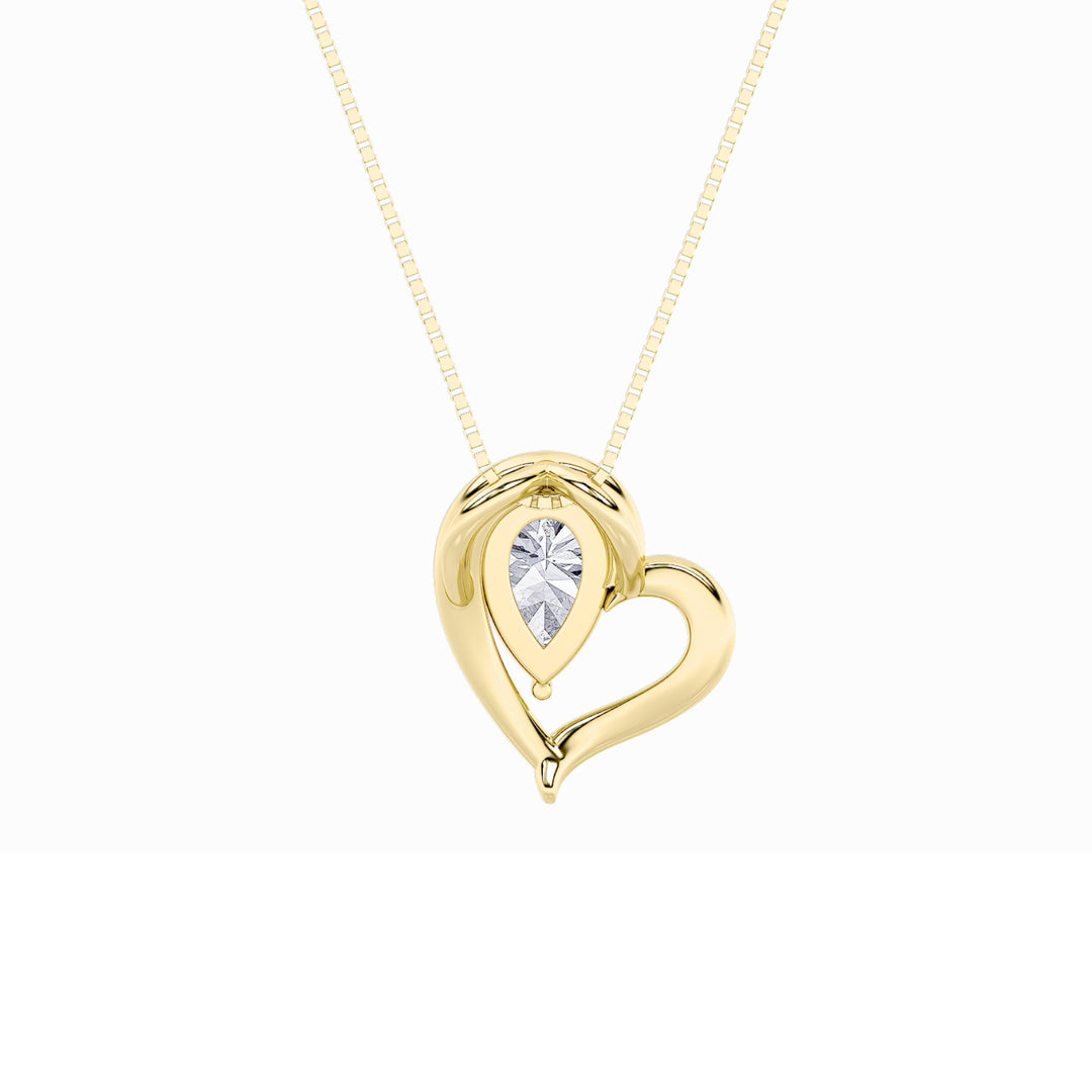 0.5Cttw Pear Shaped Lab Grown Diamond (F/VS) Heart Pendant in 14K Yellow Gold
