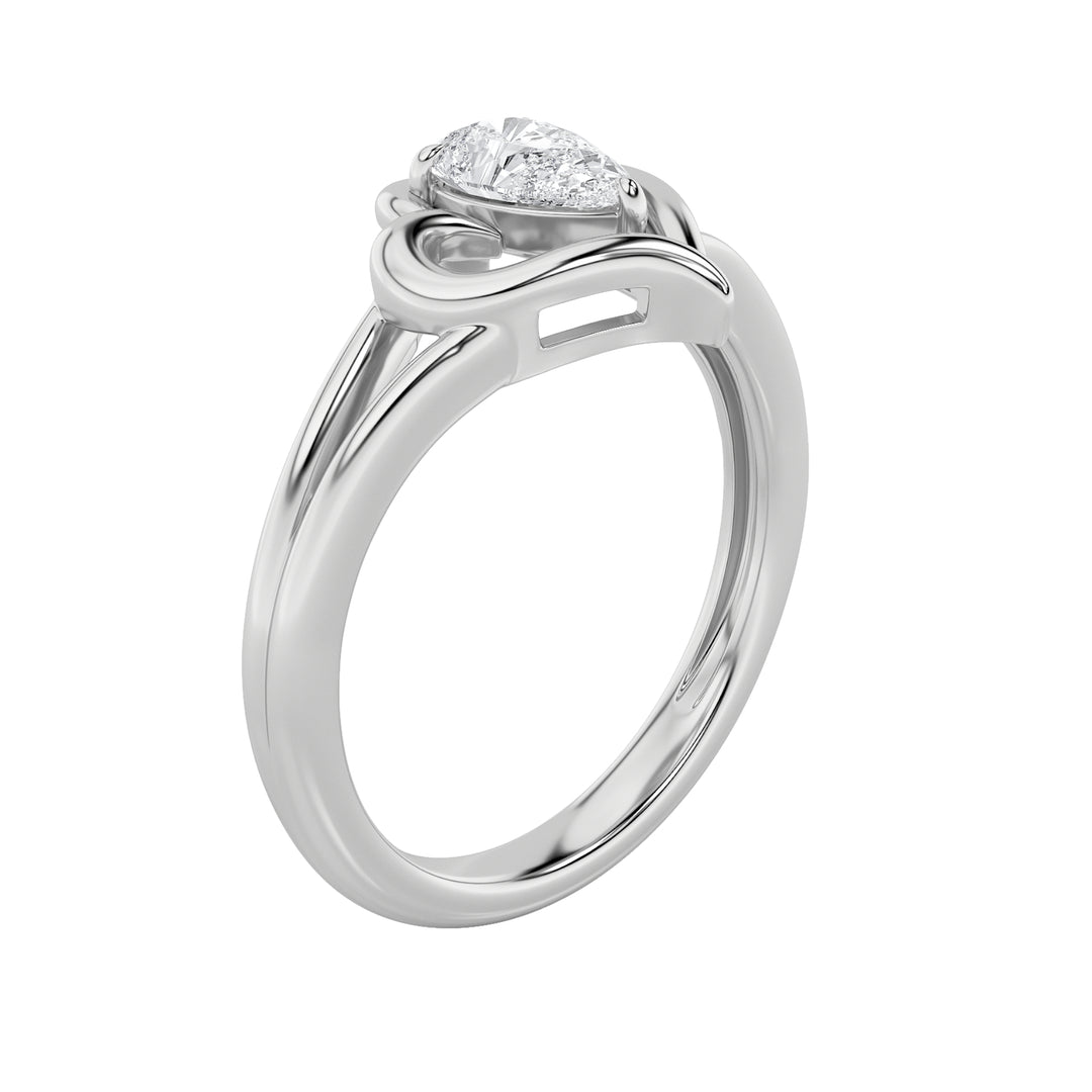 0.5Cttw Pear Shaped Lab Grown Diamond (F/VS) Heart Ring in 14K  White Gold
