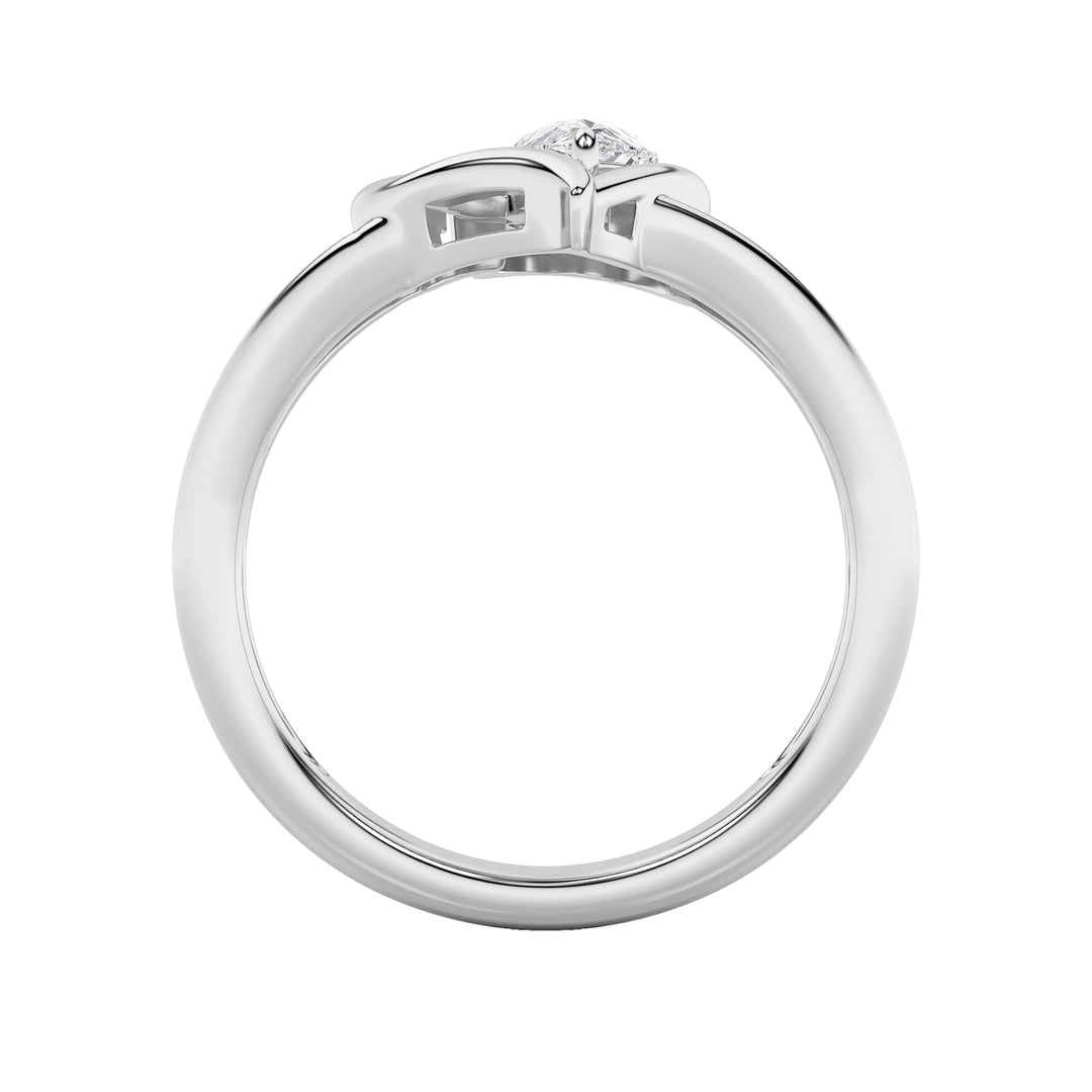 0.5Cttw Pear Shaped Lab Grown Diamond (F/VS) Heart Ring in 14K  White Gold