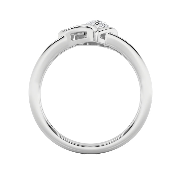 0.5Cttw Pear Shaped Lab Grown Diamond (F/VS) Heart Ring in 14K  White Gold