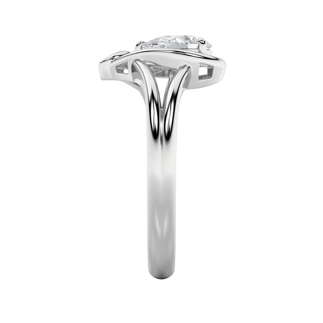 0.5Cttw Pear Shaped Lab Grown Diamond (F/VS) Heart Ring in 14K  White Gold