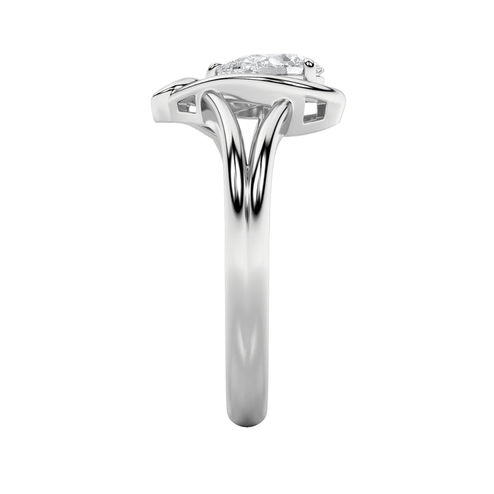 0.5Cttw Pear Shaped Lab Grown Diamond (F/VS) Heart Ring in 14K  White Gold